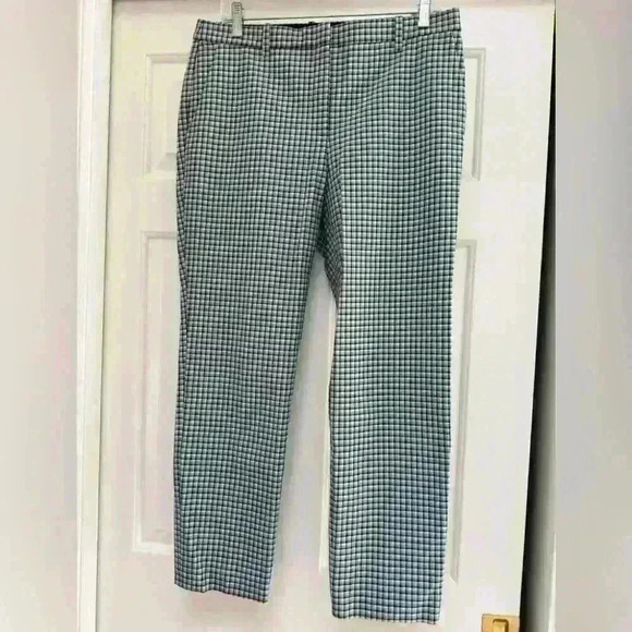 Theory straight leg cropped checkered Corpcore pant mid weight structured size 8 - Picture 4 of 7